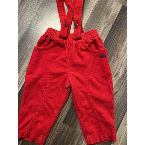 Vintage Baby's Izod Lacoste 18 Months Red Corduroy Pants W/ Suspenders 80s Vtg - Picture 2 of 8